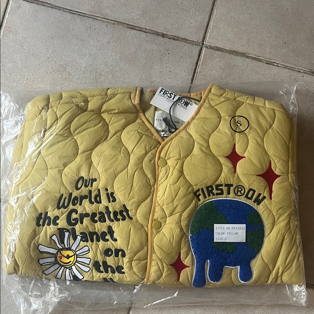 First Row Yellow Quilted Jacket, NWT, Size Small